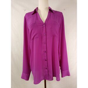 Express Women's Purple Portofino Button-Up Shirt Size Large